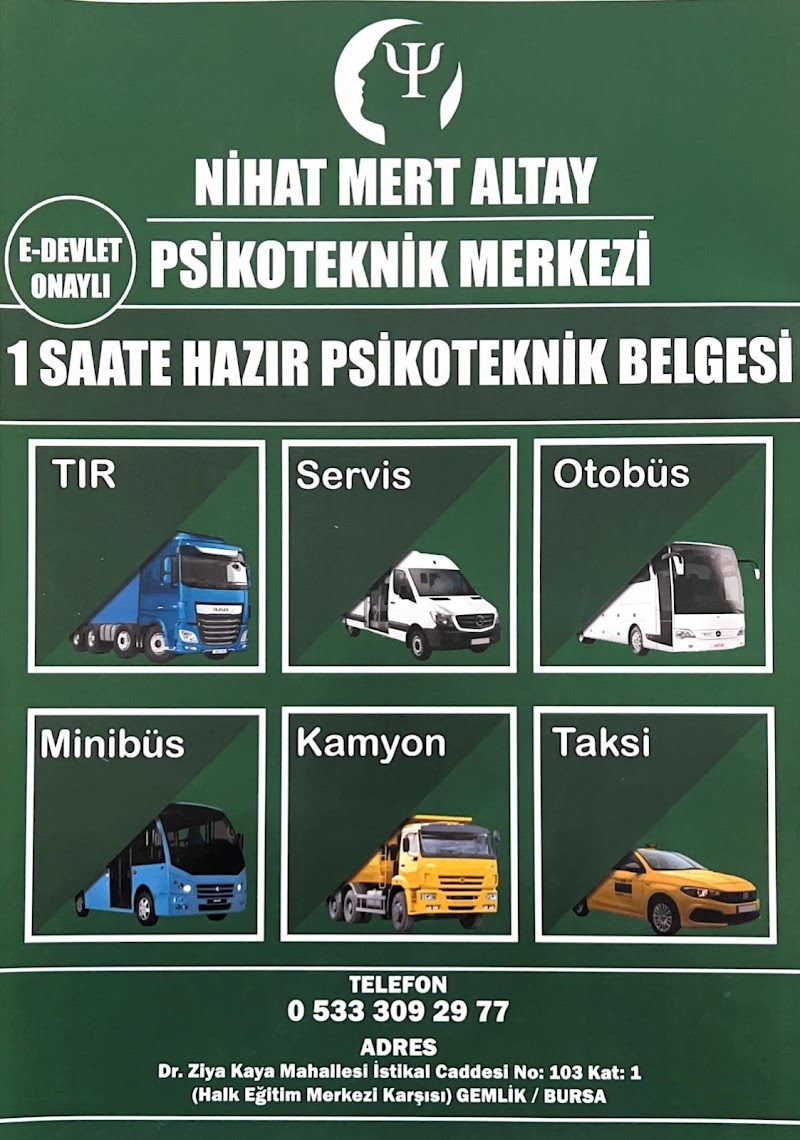 GEMLİK NİHAT MERT ALTAY PSİKOTEKNİK DEĞERLENDİRME MERKEZİ – Gemlik